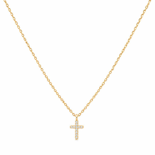 Cubic Zirconia Gold Cross Necklace