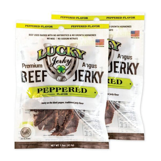 Black Pepper Beef Jerky | 1.5 oz. Bag | Bold Black Pepper Flavor | All Natural | Cooked To Tender Perfection | Single Source Cattle | Premium Beef Jerky | Expertly Cut, Trimmed, & Seasoned | Nebraska Jerky | Lean, All Natural Angus Beef