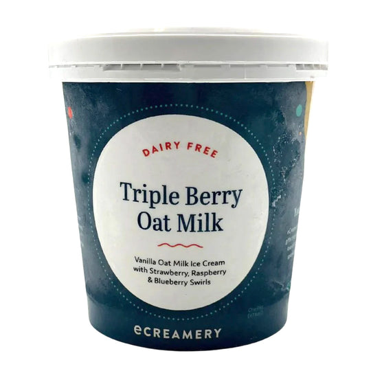 Triple Berry Oat Milk Ice Cream | One Pint | Gluten, Dairy, and Nut-Free Ice Cream | Trio of Berry Swirls: Strawberry, Raspberry, and Blueberry | Creamy Vanilla Base | Featured on Shark Tank, Today Show, and More! | Pack of 4 | Shipping Included