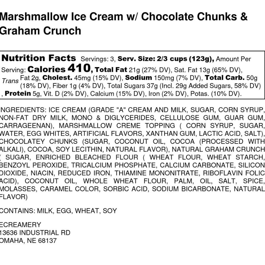 The Nutrition Fact label for S'mores Ice Cream on a white background