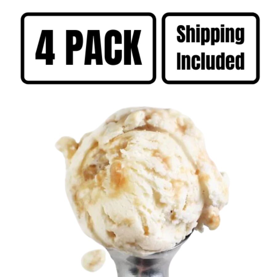 A four pack of Butter Brickle Ice Cream on a white background