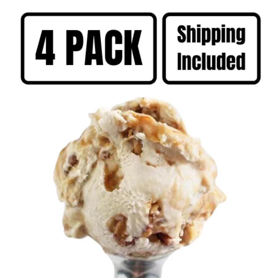 A four pack of Praline Pecan Ice Cream on a white background