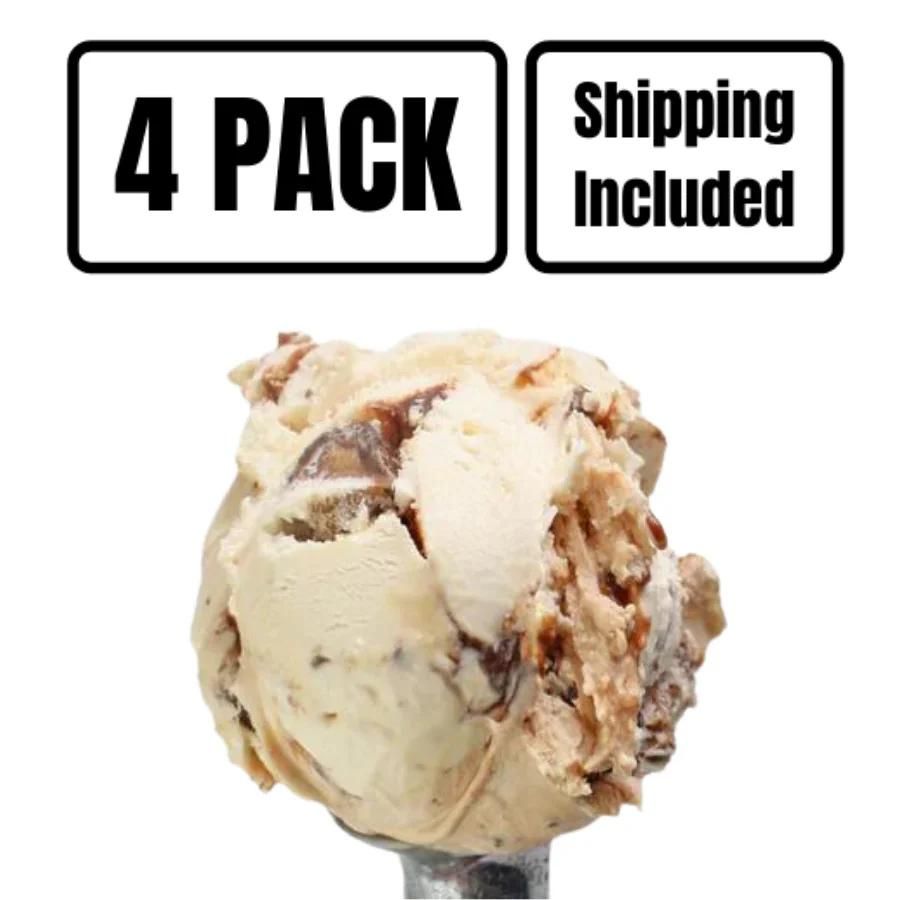 A four pack of Peanut Butter Cup Ice Cream on a white background