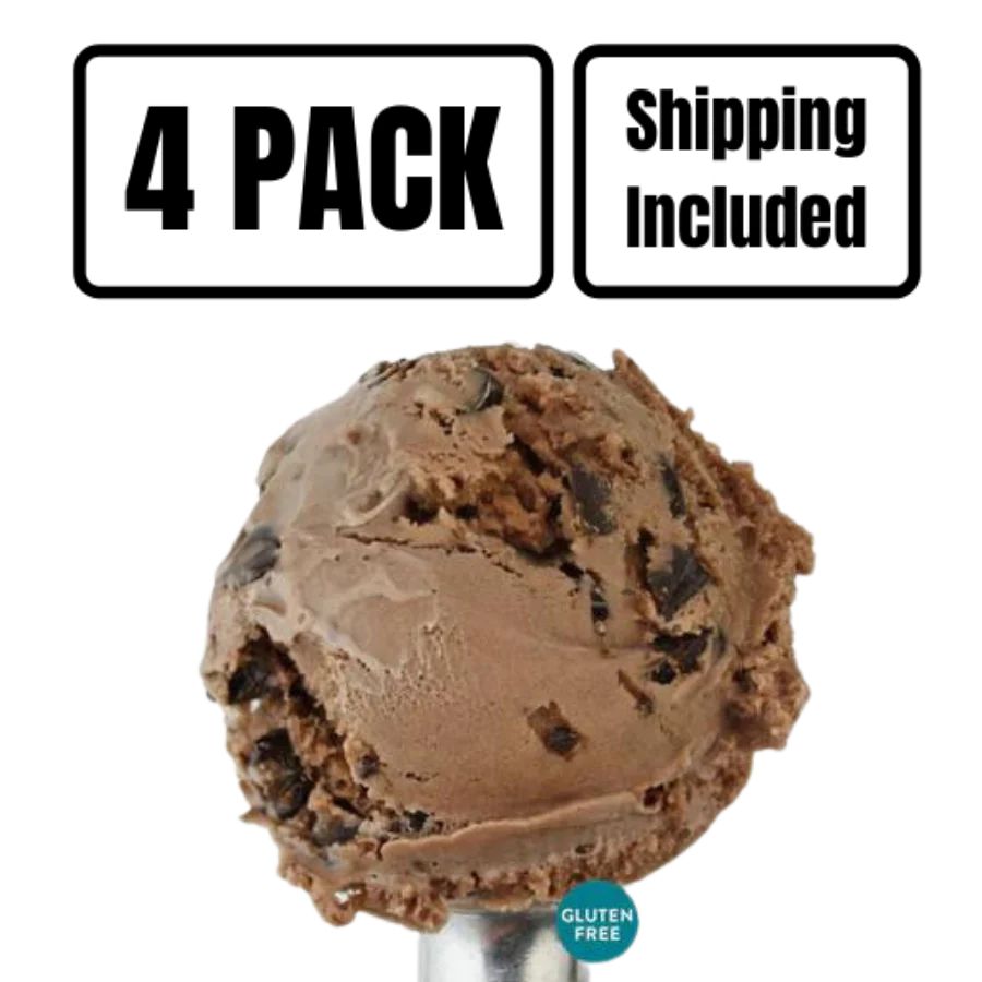 A four pack of Chocolate Chunk Oat Milk Ice Cream on a white background