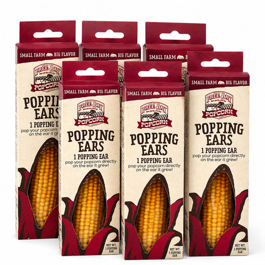 Popping Ear | Yellow Un-Popped Popcorn | Pack of 6 | Non-GMO | Free Day Popcorn