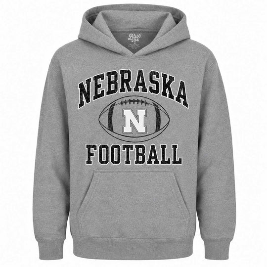 Youth Husker Football Grey Hoodie | Multiple Sizes | Blue 84