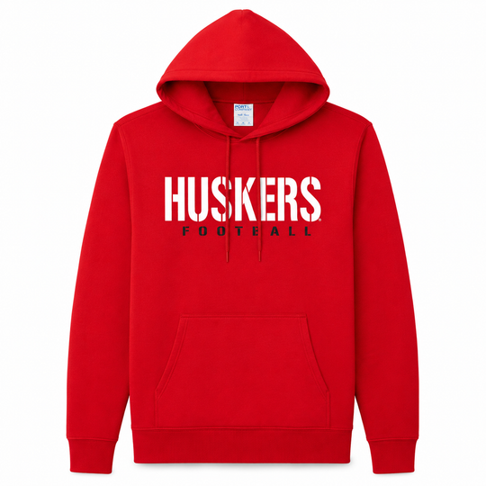 Youth Huskers Football Hoodie | Red | Multiple Sizes | Lou's Sporting Goods | 25N22YH
