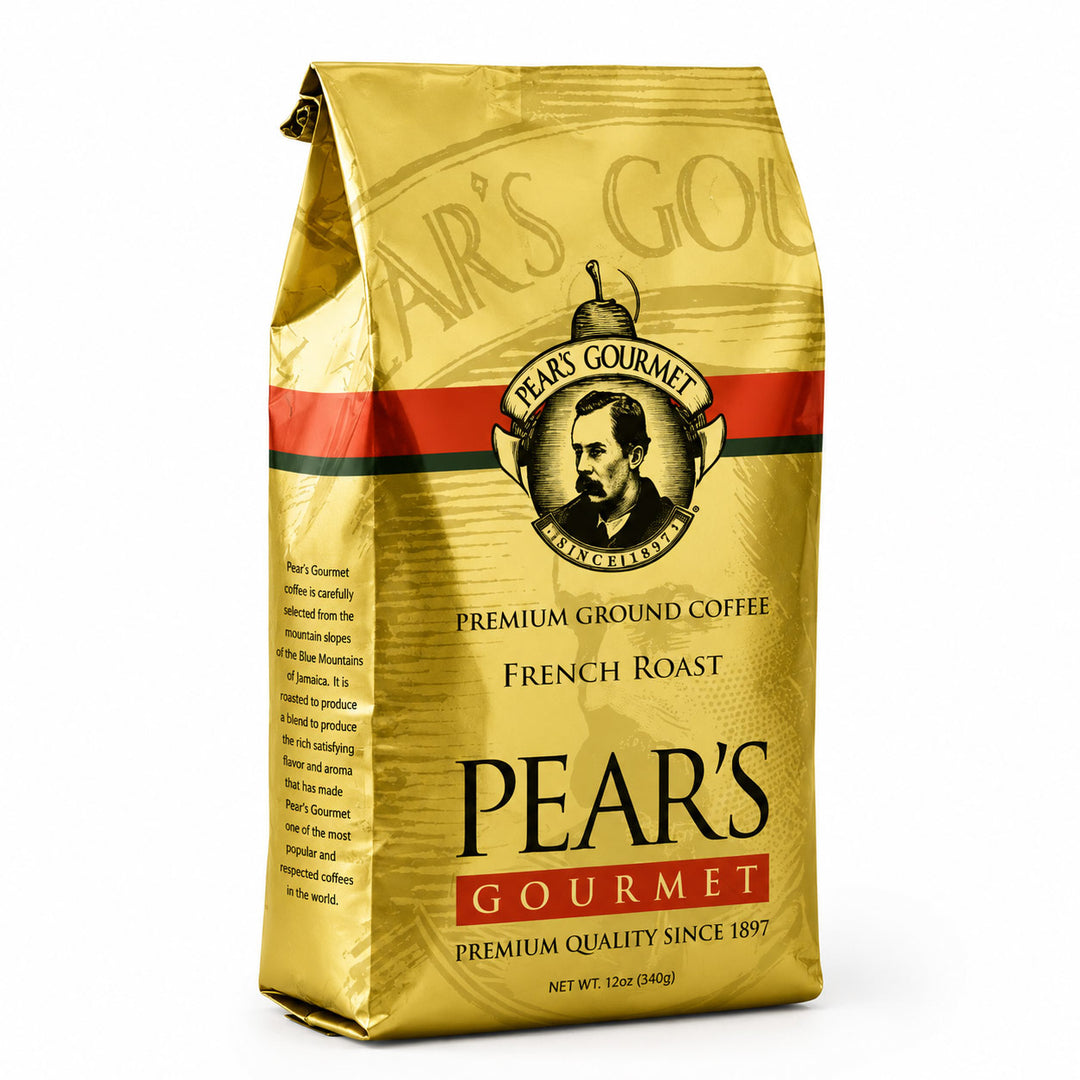 Pear's Gourmet premium ground coffee bag on a white background