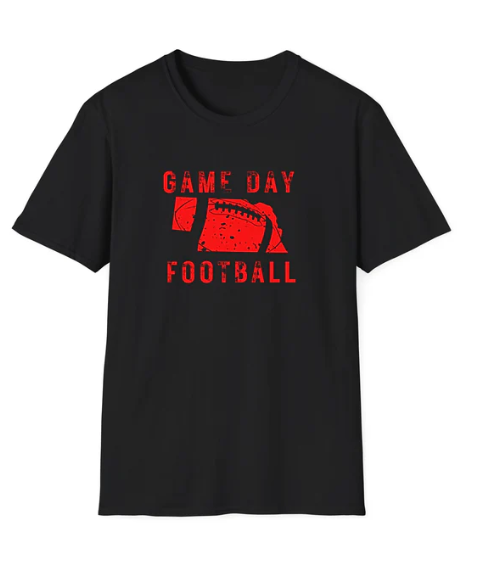 Nebraska Football Game Day T-Shirt | Adult Sizes | Unisex | Soft & Comfortable Fit | GBR | Made in O'Neill, NE | Double Play Apparel & Engraving