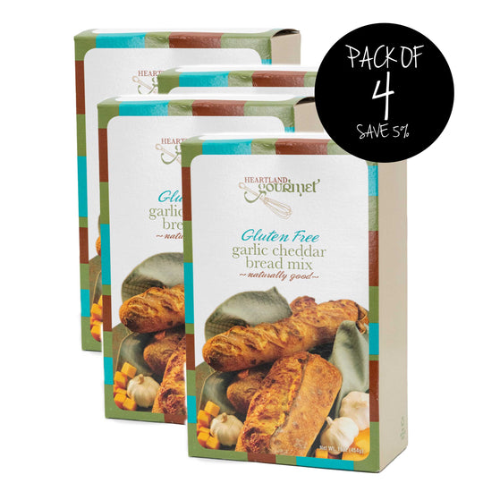 Gluten Free Garlic Cheddar Bread Mix | Pack of 4 | 16 oz | Heartland Gourmet | 2019