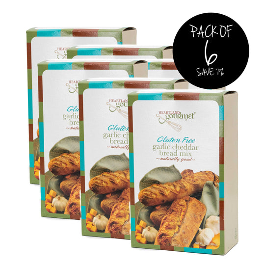 Gluten Free Garlic Cheddar Bread Mix | Pack of 6 | 16 oz | Heartland Gourmet