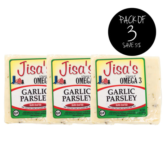 Garlic Parsley Cheese Block | Pack of 3 | 8 oz | Jisa's Farmstead Cheese