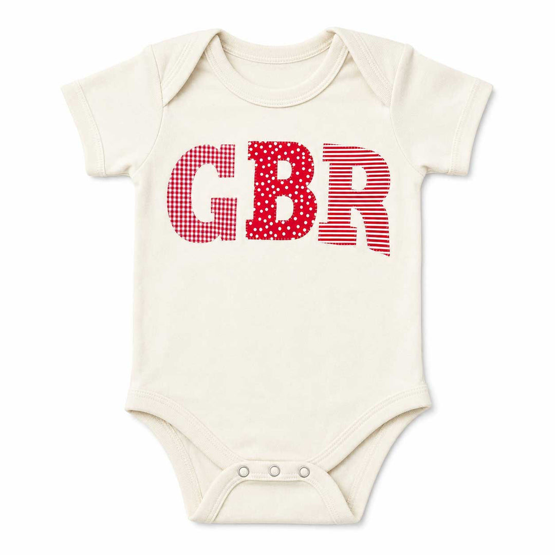 GBR Patchwork Sewn Appliqué Ivory Licensed Onesie | Multiple Sizes | H.Flynn Designs