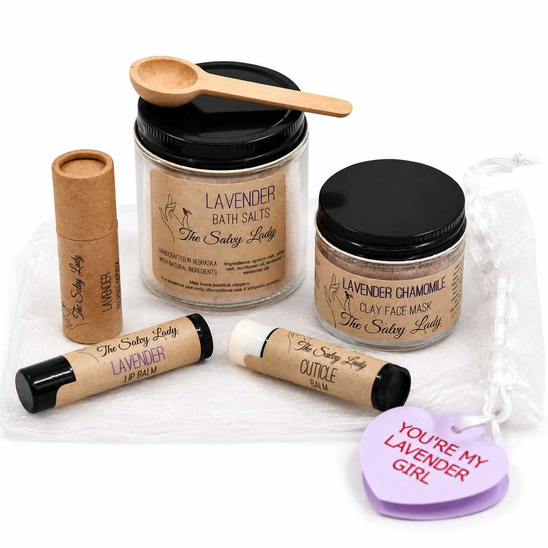 Collection of skincare and beauty products from 'The Salvy Lady' on a white background