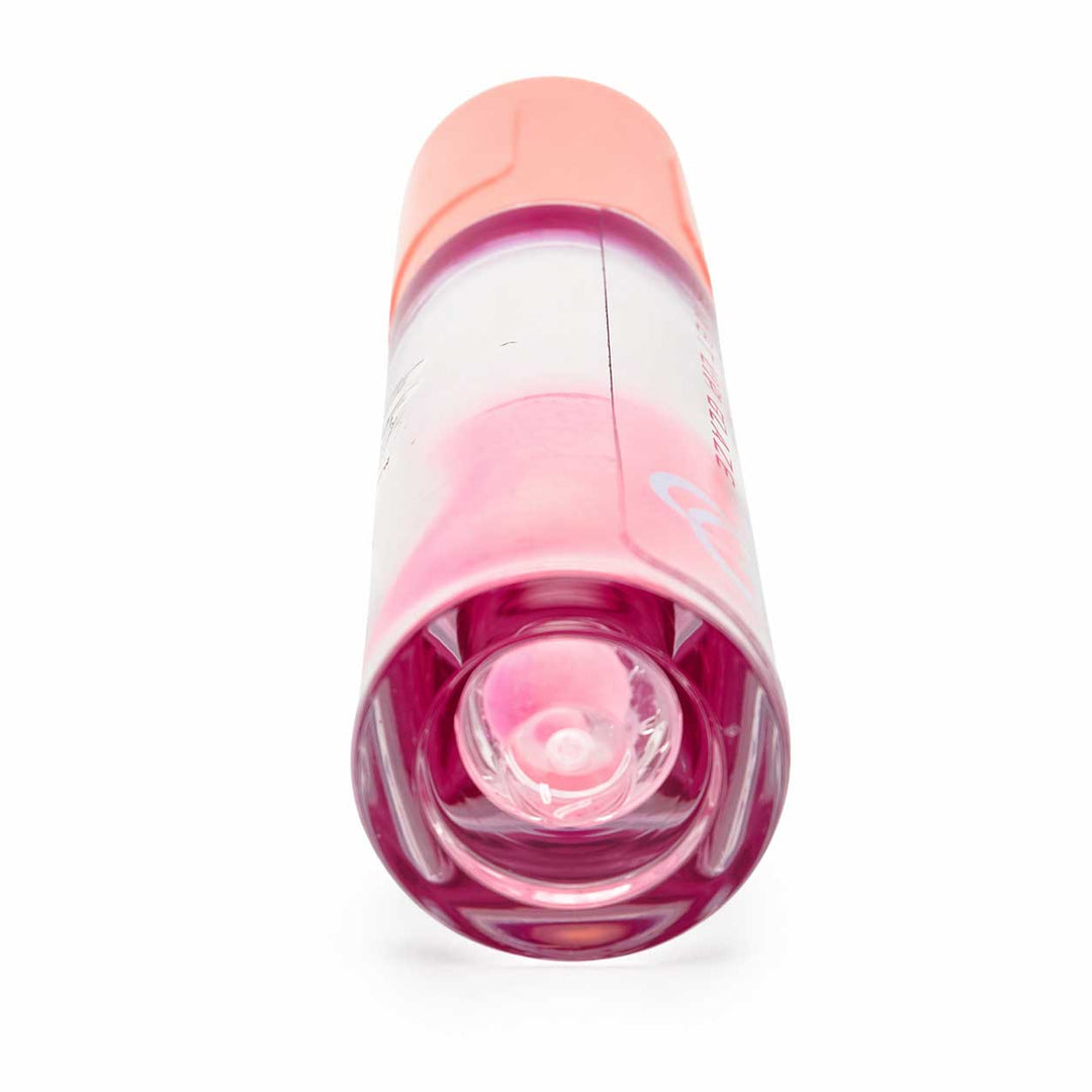 Gradient pink and purple water bottle on a white background