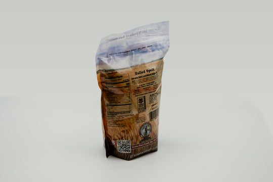 Back of the 2 lb. bag of Organic Hulled Spelt