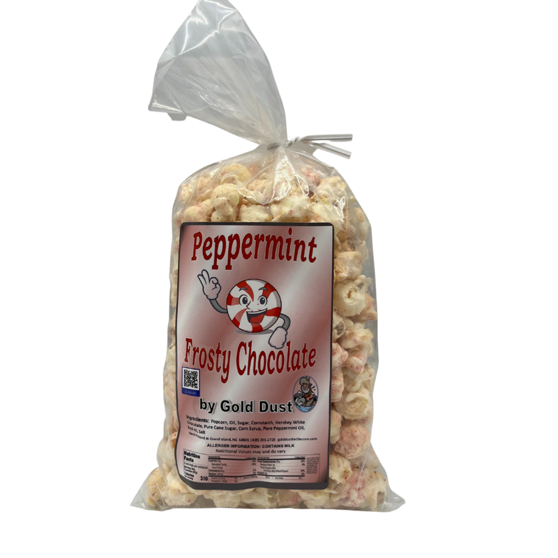 Gourmet Peppermint White Chocolate Covered Kettle Corn |  5 oz. bag | Perfect Balance of Minty, Salty, and Sweet Combo | Made with High Quality Ingredients | Perfect for Mint Lovers | Refreshing Mint Flavor with Hints of Chocolate | Nebraska Kettle Corn