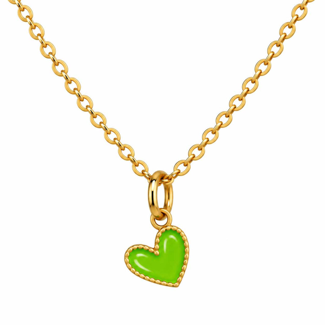 green enamel heart necklace
