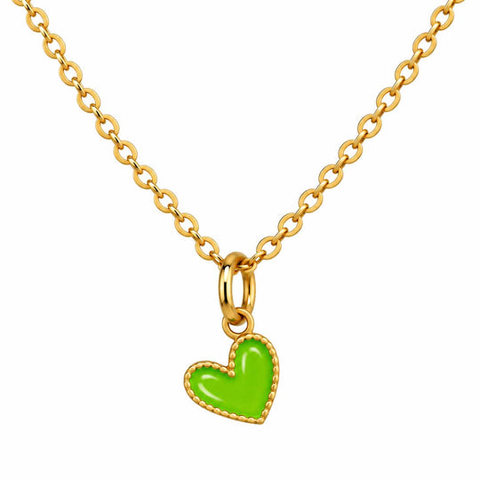 green enamel heart necklace