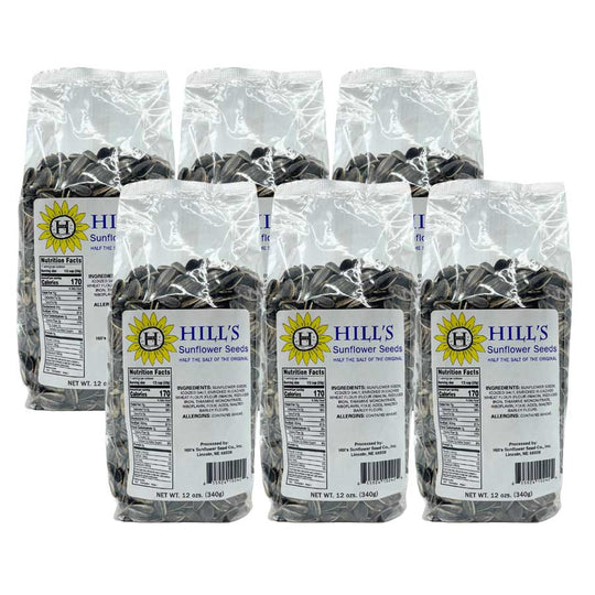 Half Salt Sunflower Seeds | Pack of 6 | 12 oz | Hill's Sunflower Seeds
