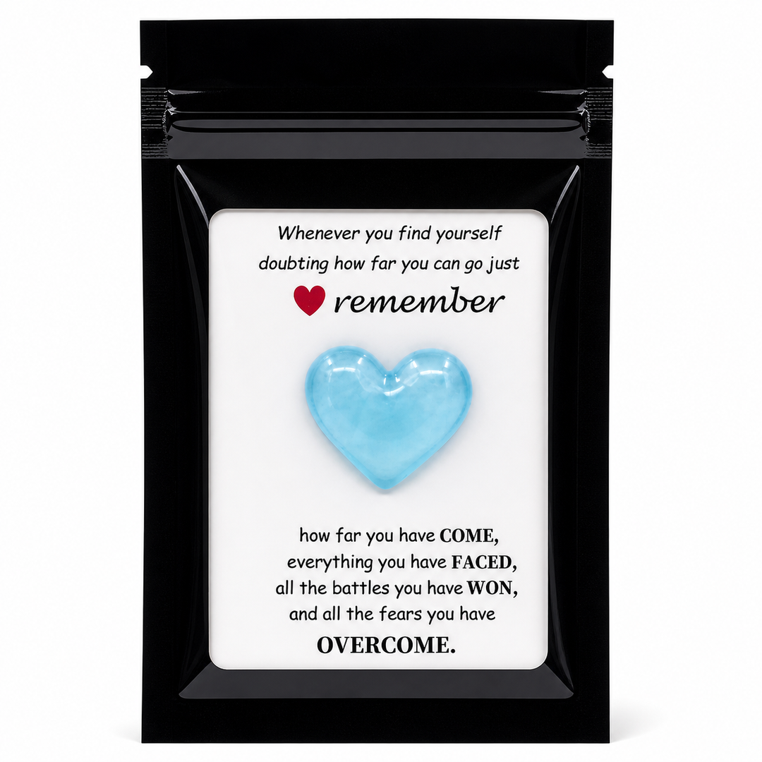 light blue remember heart charm