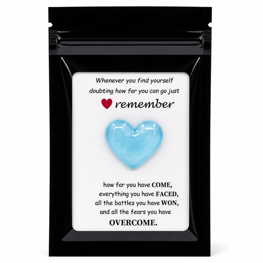 light blue remember heart charm