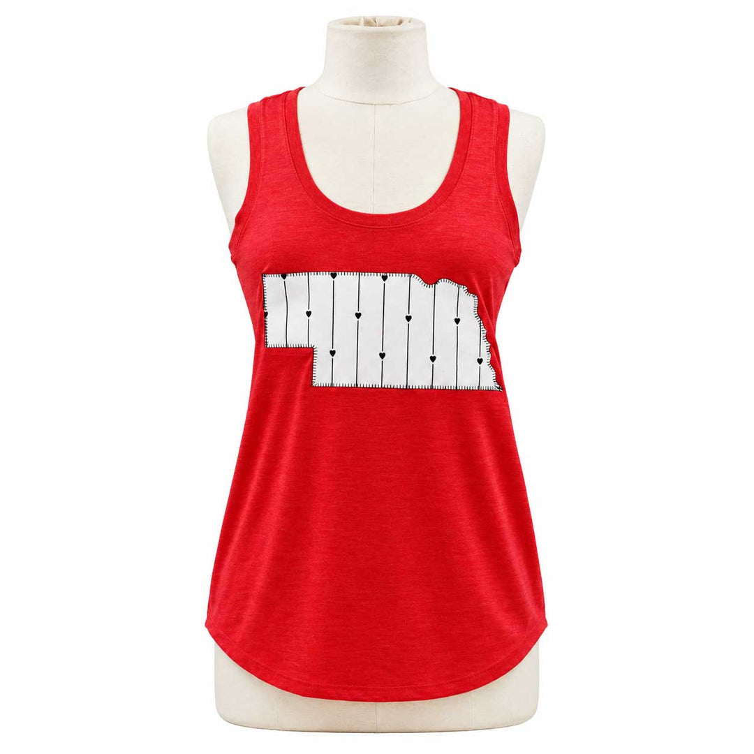 Nebraska red tank top with hearts