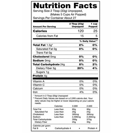 popcorn nutrition