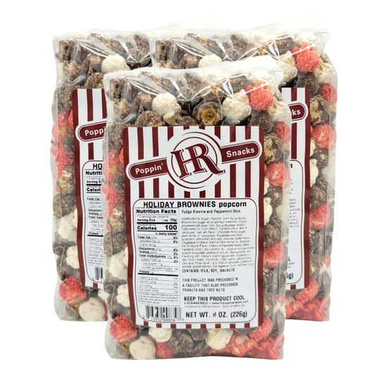 Holiday Brownies Popcorn | Pack of 3 | 8 oz | HR Poppin' Snacks