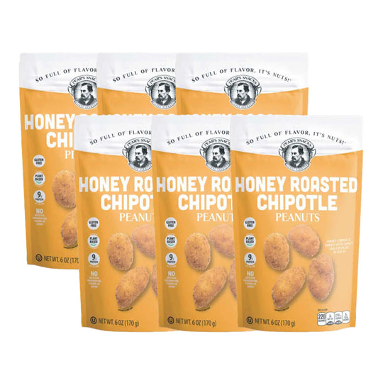 Honey Roasted Chipotle Flavored Peanuts | Pack of 6 | 6 oz | Gluten Free | Brenmar