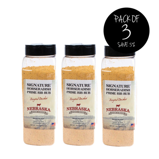 Horseradish Prime Rib Rub | Pack of 3 | 19.2 oz. | Adds An Accent To The Flavor Of Proteins | Well Suited For Ribeyes & Prime Ribs| Not Overpowering | Mouthwatering Blend Of Spices | Nebraska Seasoning