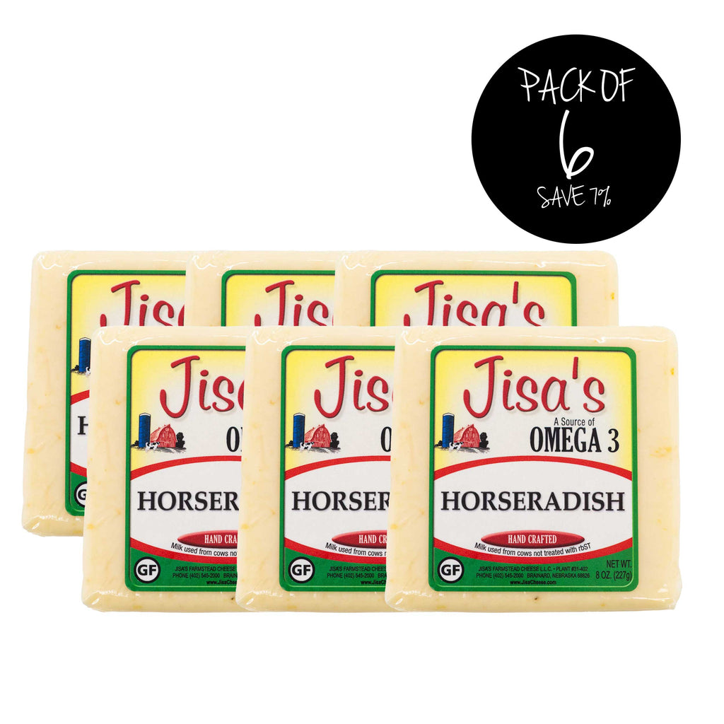 Horseradish Cheese Block | Pack of 6 | 8 oz | Jisa's Farmstead