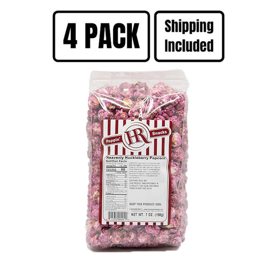 Heavenly Huckleberry Popcorn | 7 oz. | Pack of 4 | Shipping Included | Made in Gibbon, NE | HR Poppin' Snacks