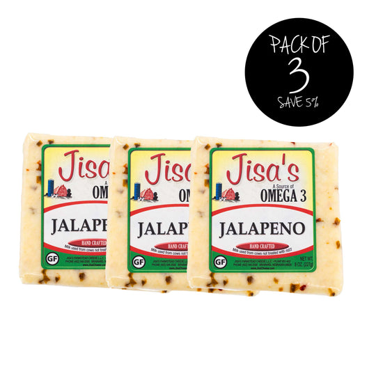 Jalapeno Artisan Cheese Block | Pack of 3 | 8 oz | Jisa's Farmstead Cheese