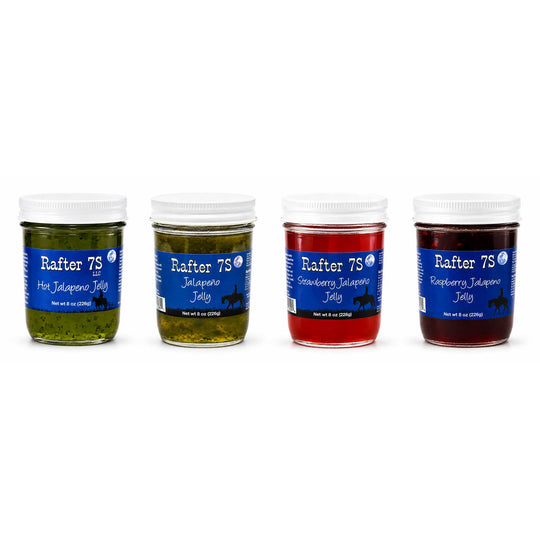 Ulitimate Jalapeno Jelly Bundle | 8 oz | Original, Hot, Strawberry & Raspberry | Rafter 7S