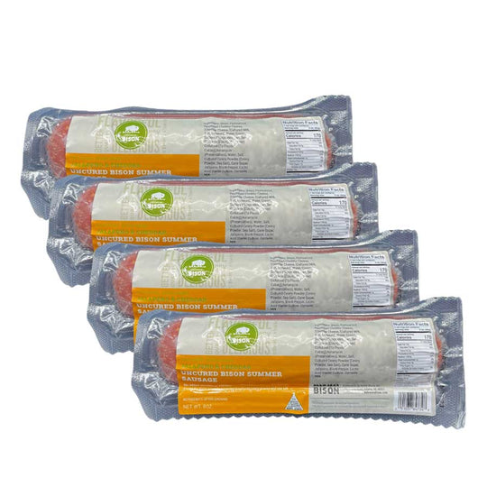 Jalapeno Peppercheese Bison Summer Sausage | Pack of 4 | 7-8 oz | Nebraska Bison