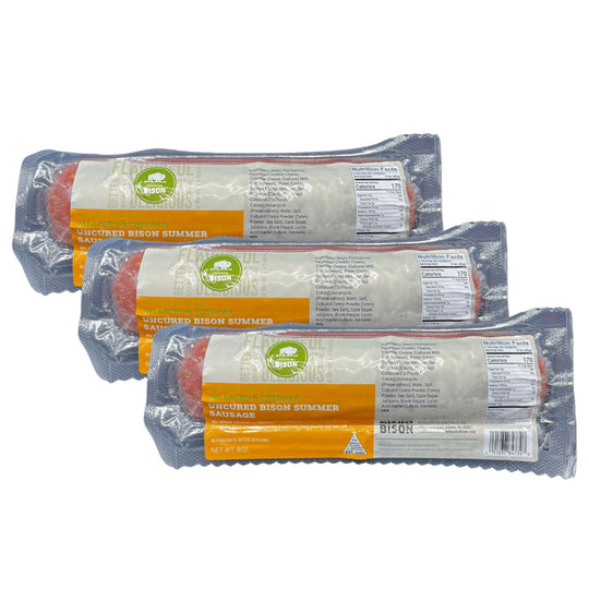 Jalapeno Peppercheese Bison Summer Sausage | Pack of 3 | 7-8 oz | Nebraska Bison