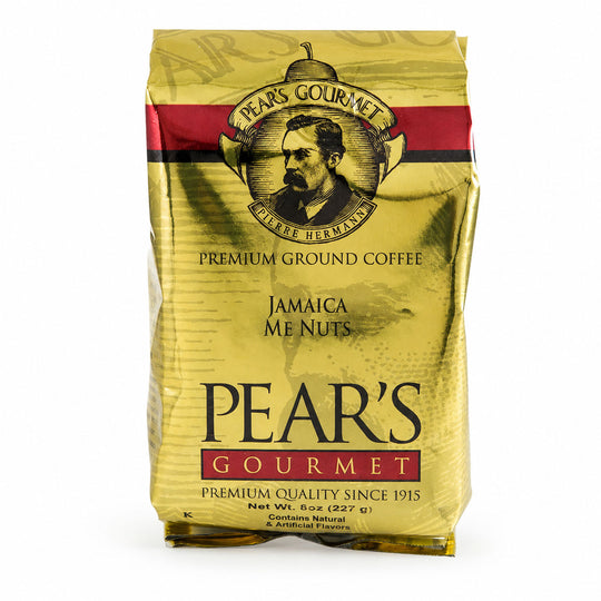 Pear's Gourmet Jamaica Me Nuts coffee bag on a white background