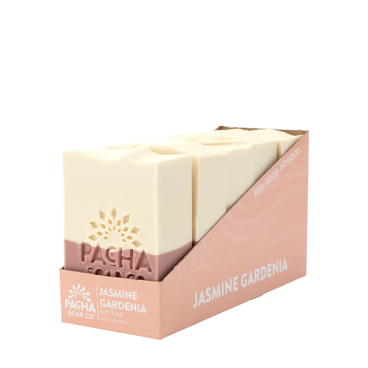 Jasmine Gardenia | 4 oz. Bar | Aromatic Jasmine Flowers + Moroccan Red Clay | Made in Hastings, NE | Pacha Soap Company