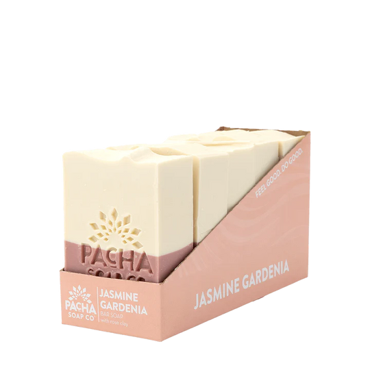 Jasmine Gardenia | 4 oz. Bar | Aromatic Jasmine Flowers + Moroccan Red Clay | Made in Hastings, NE | Pacha Soap Company