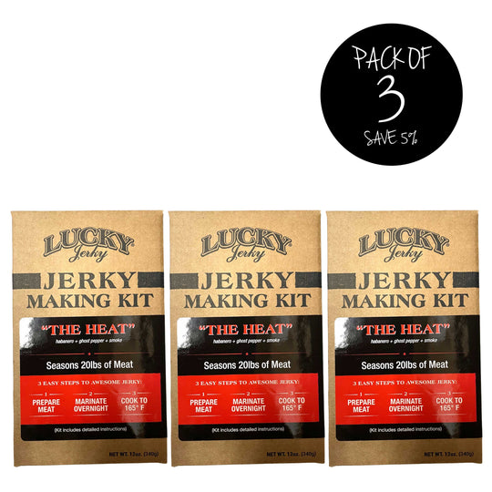 Jerky Making Kit | Pack of 3 | 12 oz. Box | The Heat Flavored | Habanero, Ghost Pepper, & Smoke Flavor | Perfect Kit To Make Spicy Beef Jerky | Seasons 20 lb. Of Meat | 3 Easy Steps | Detailed Instructions Included