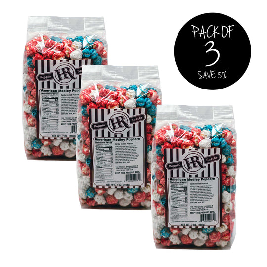 American Medley Popcorn | 4th of July Popcorn | Great Party Popcorn | Pack of 3