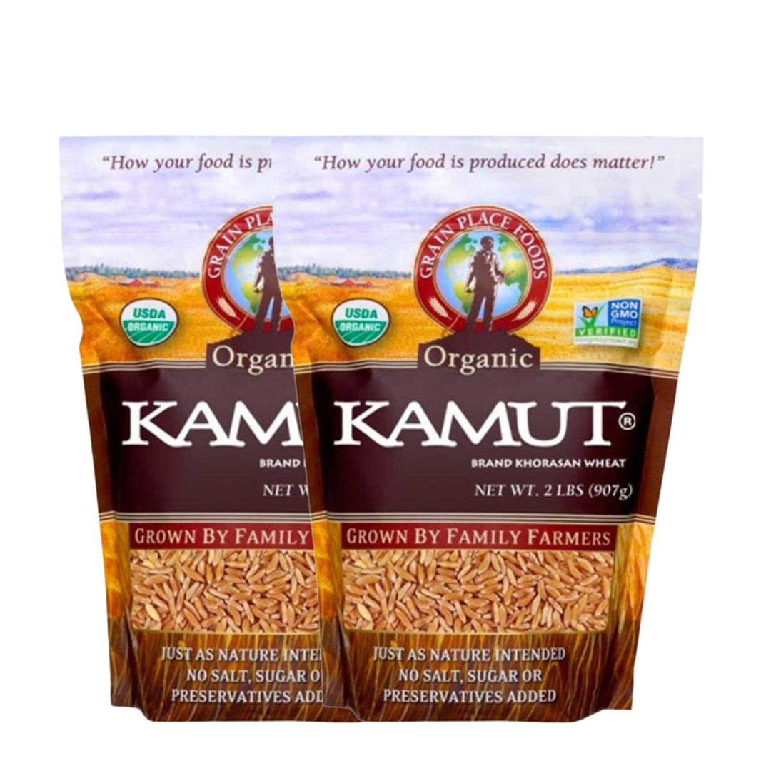Organic Kamut Khorasan Wheat | 2 lb | Pack of 2 | Non-GMO | Grain Place Foods