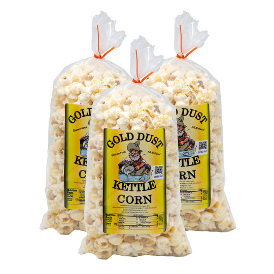 Kettle Corn | Pack of 3 | 2.5 oz | Non-GMO & Gluten Free | Gold Dust Kettle Corn