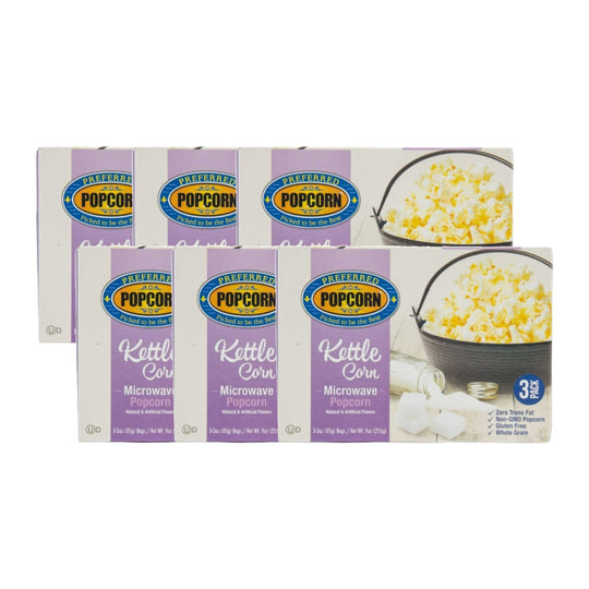 Kettle Corn Microwave Popcorn | Pack of 6 Boxes | Preferred Popcorn