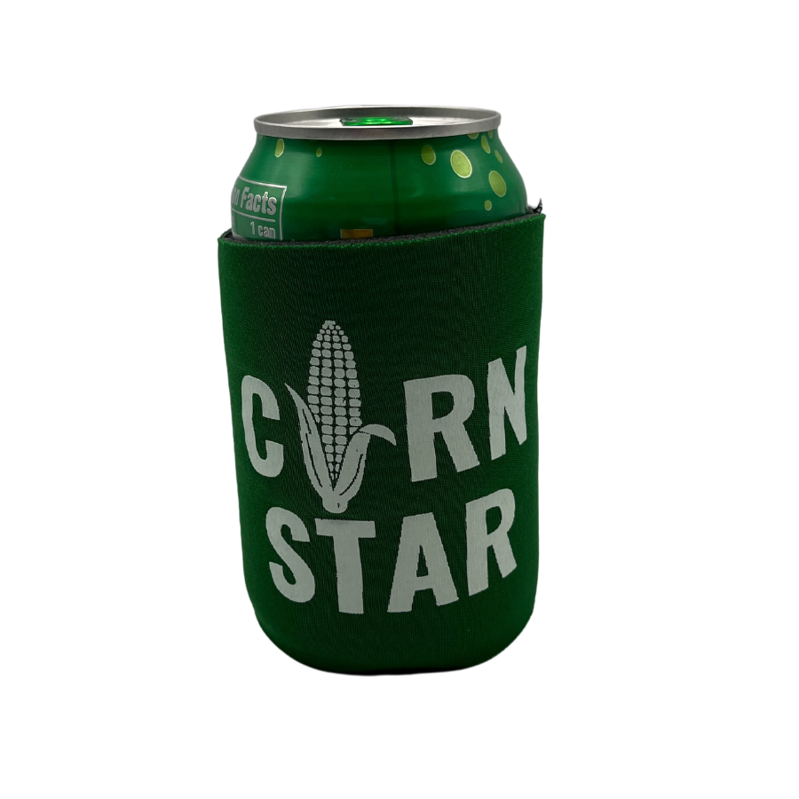 Printed Can Koozie | Corn Star Inspired Design | Green | Collapsible Foam Can Cooler