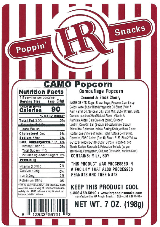 Camo Popcorn | 8 oz. | Pack of 3 | Rich, Indulgent Flavor | Just Like The Candy | Movie Night | Made in Gibbon, NE | HR Poppin' Snacks