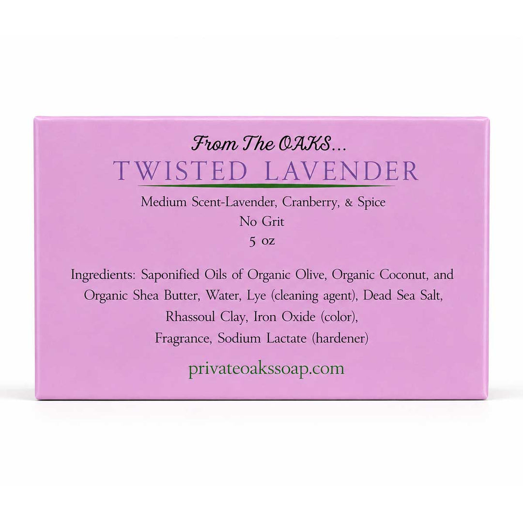 A rectangular lavender soap box from 'From The OAKS.
