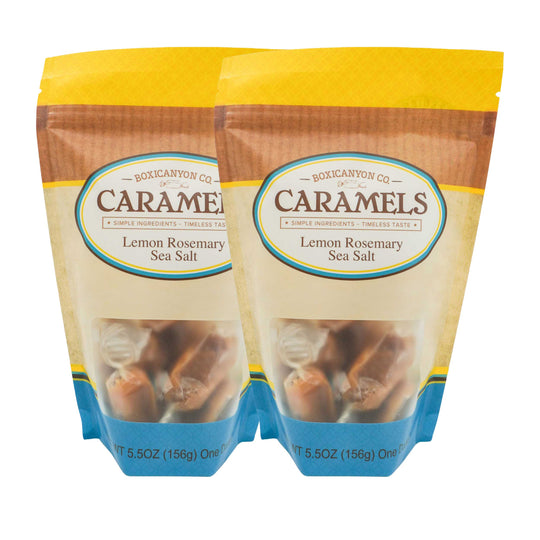 Lemon Rosemary Caramels | Pack of 2 | 12 Caramels Each | Boxicanyon Caramels