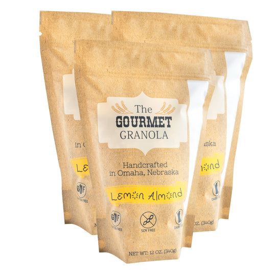 Lemon Almond Granola | Pack of 3 | 12 oz | Gluten, Dairy, & Soy Free | The Gourmet Granola
